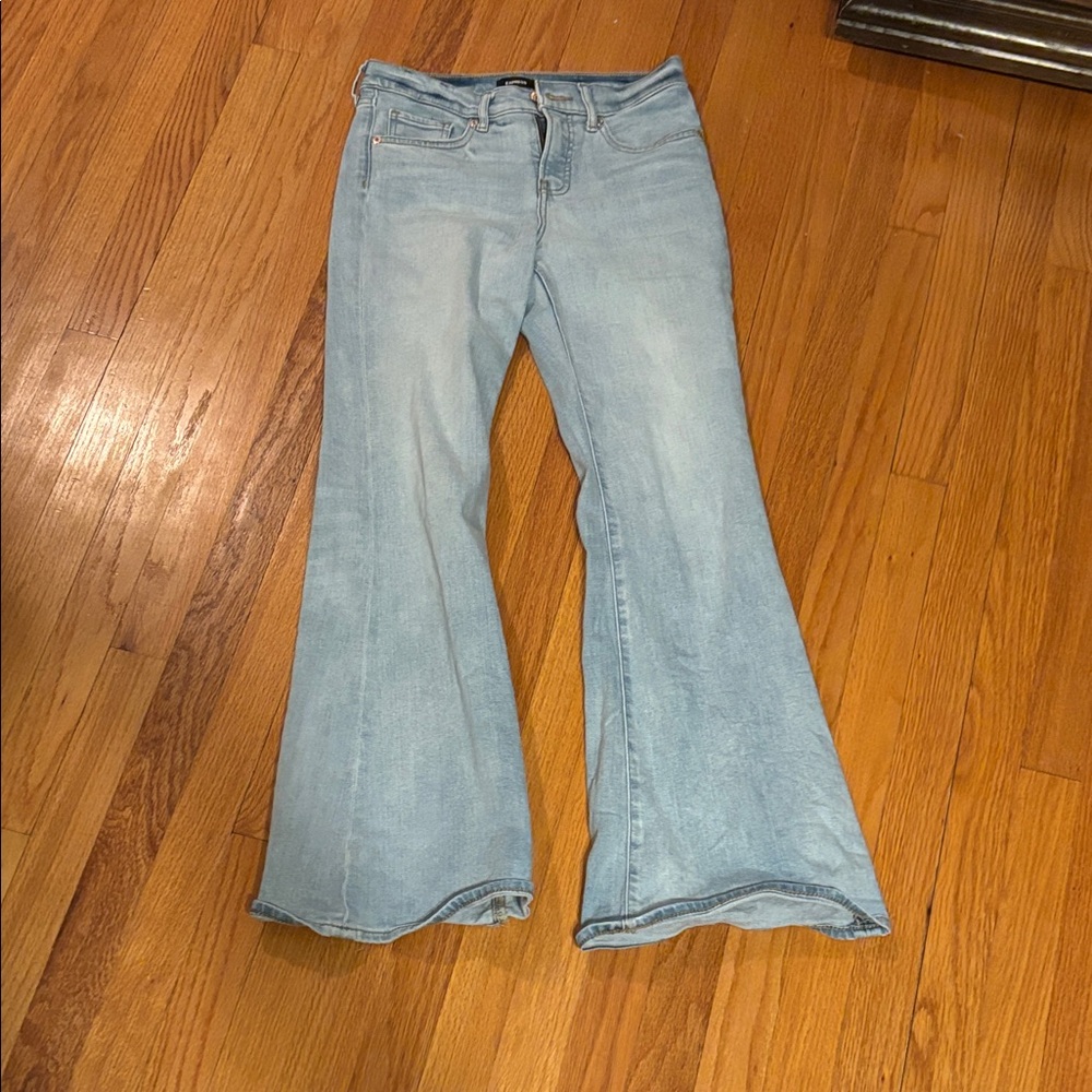 Express Denim Flare Jeans in Light Blue